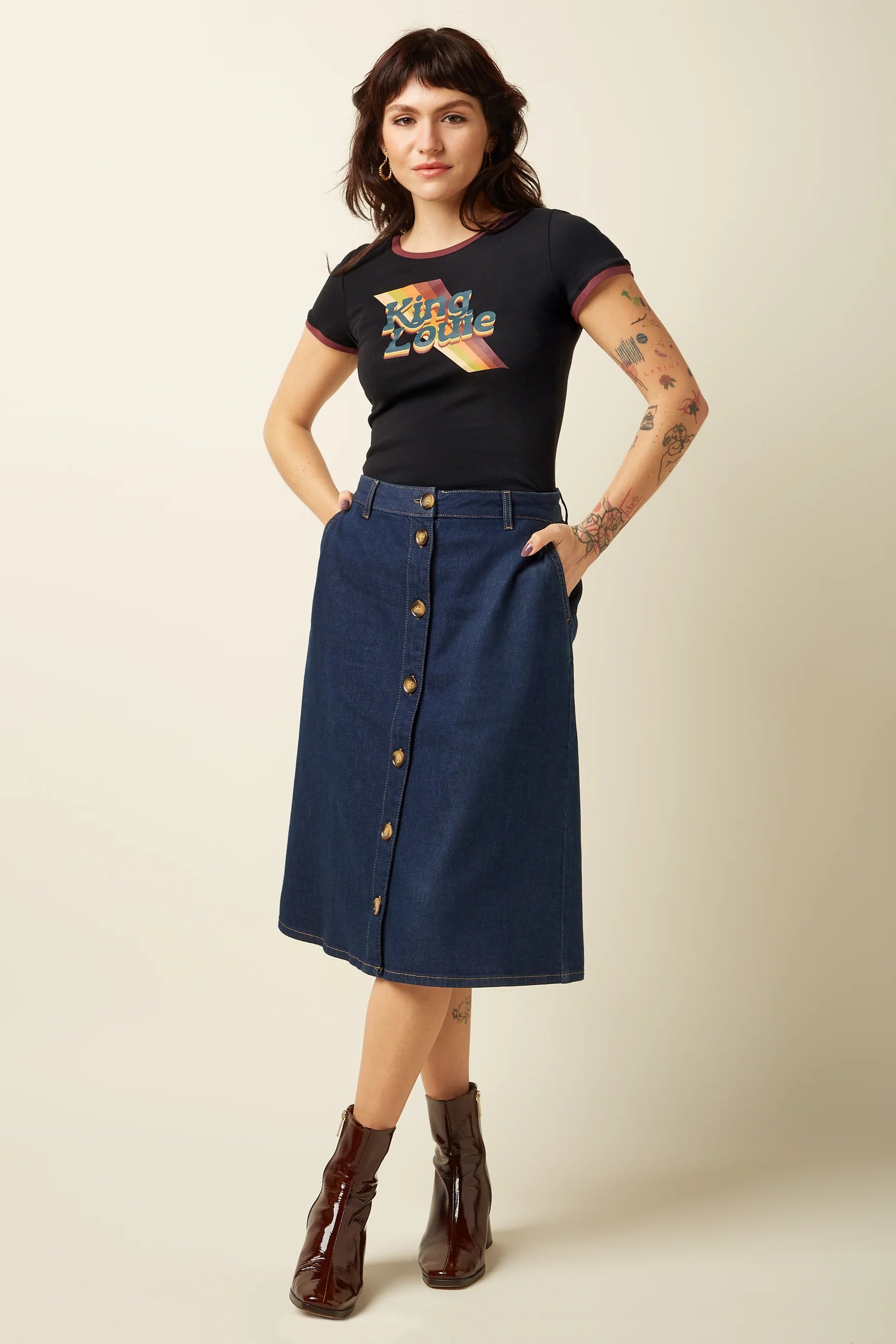 Falda Marie en denim ónix