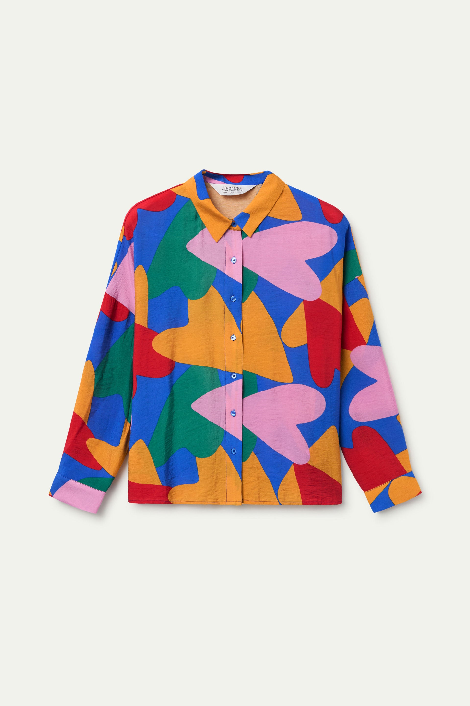 Camisa multicolor con estampado de corazones