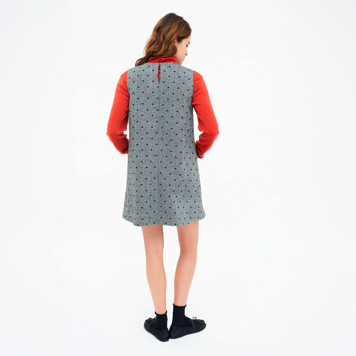 Vestido corto tweed con corazones