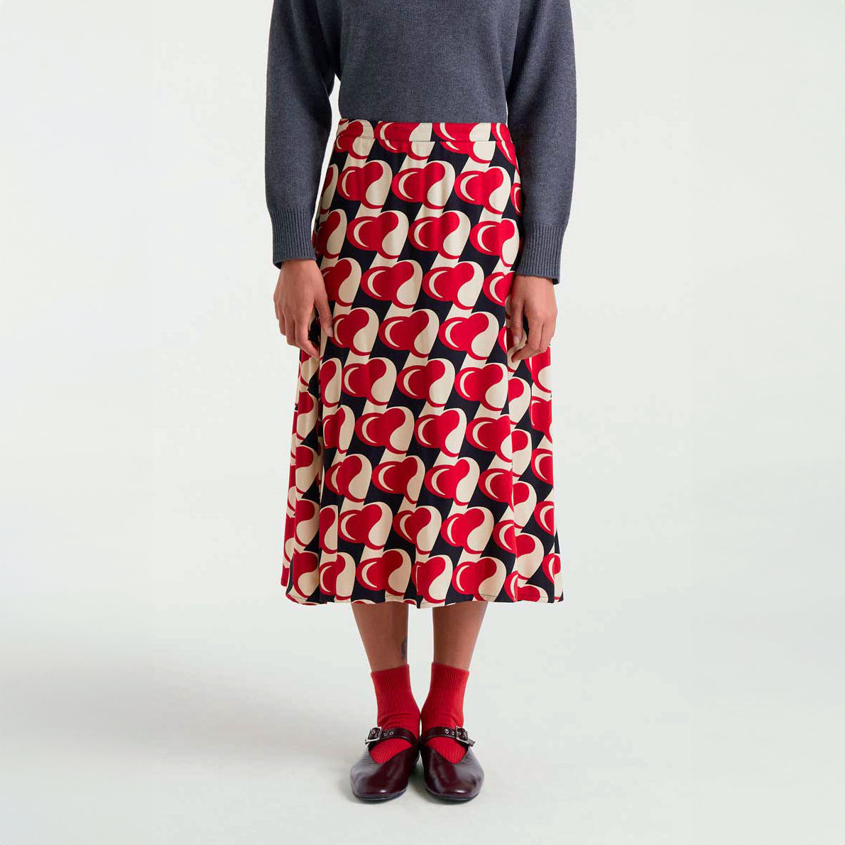 Falda midi con estampado Heart Attack