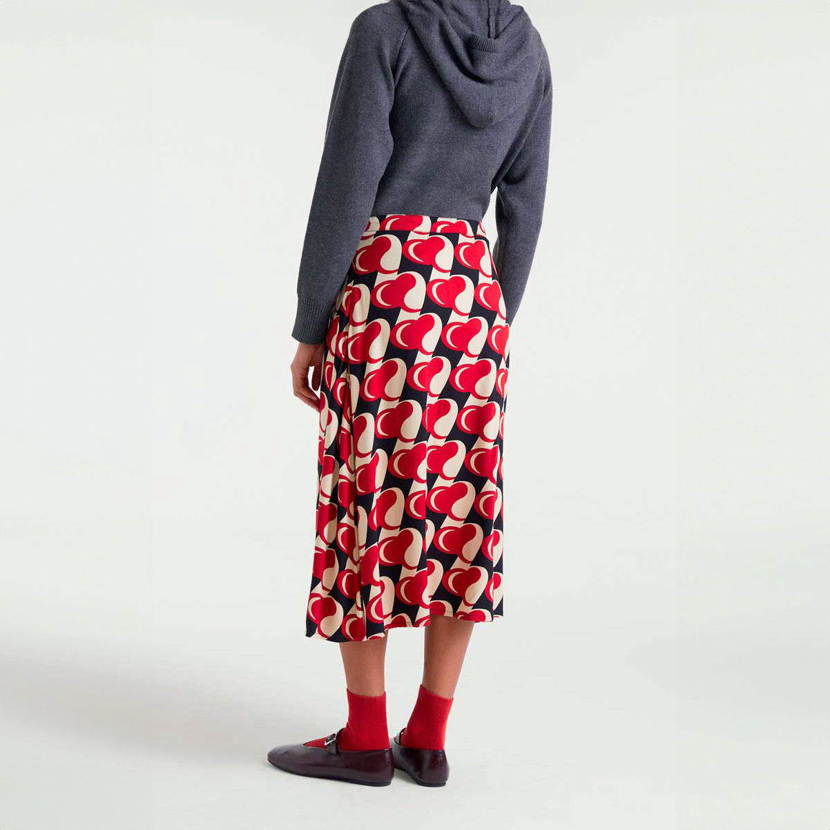 Falda midi con estampado Heart Attack