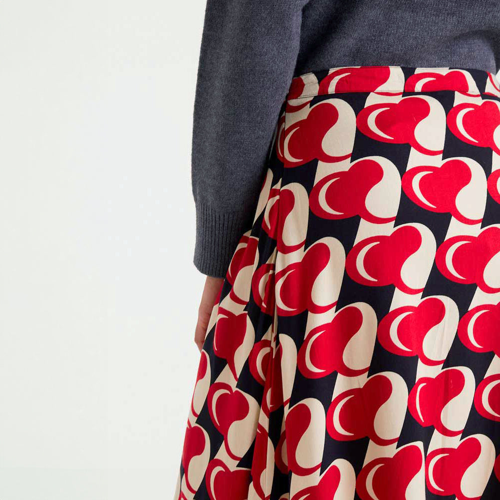 Falda midi con estampado Heart Attack