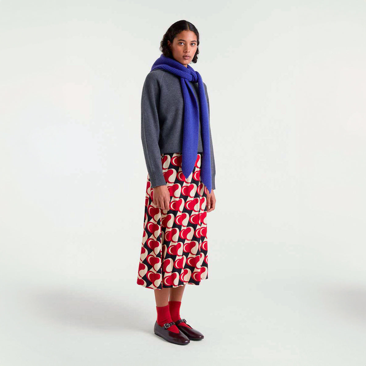 Falda midi con estampado Heart Attack