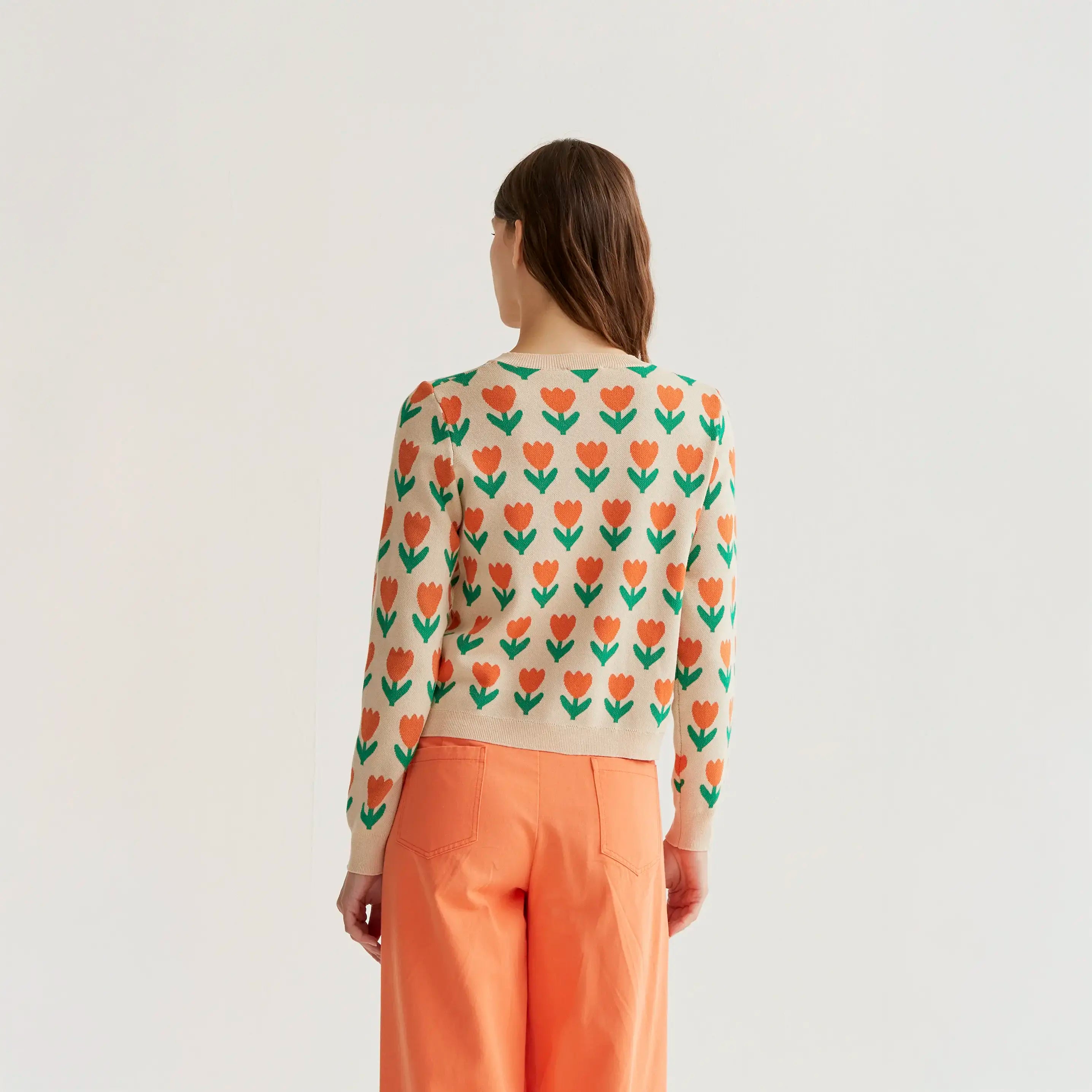 Cárdigan punto con estampado Orange Tulip