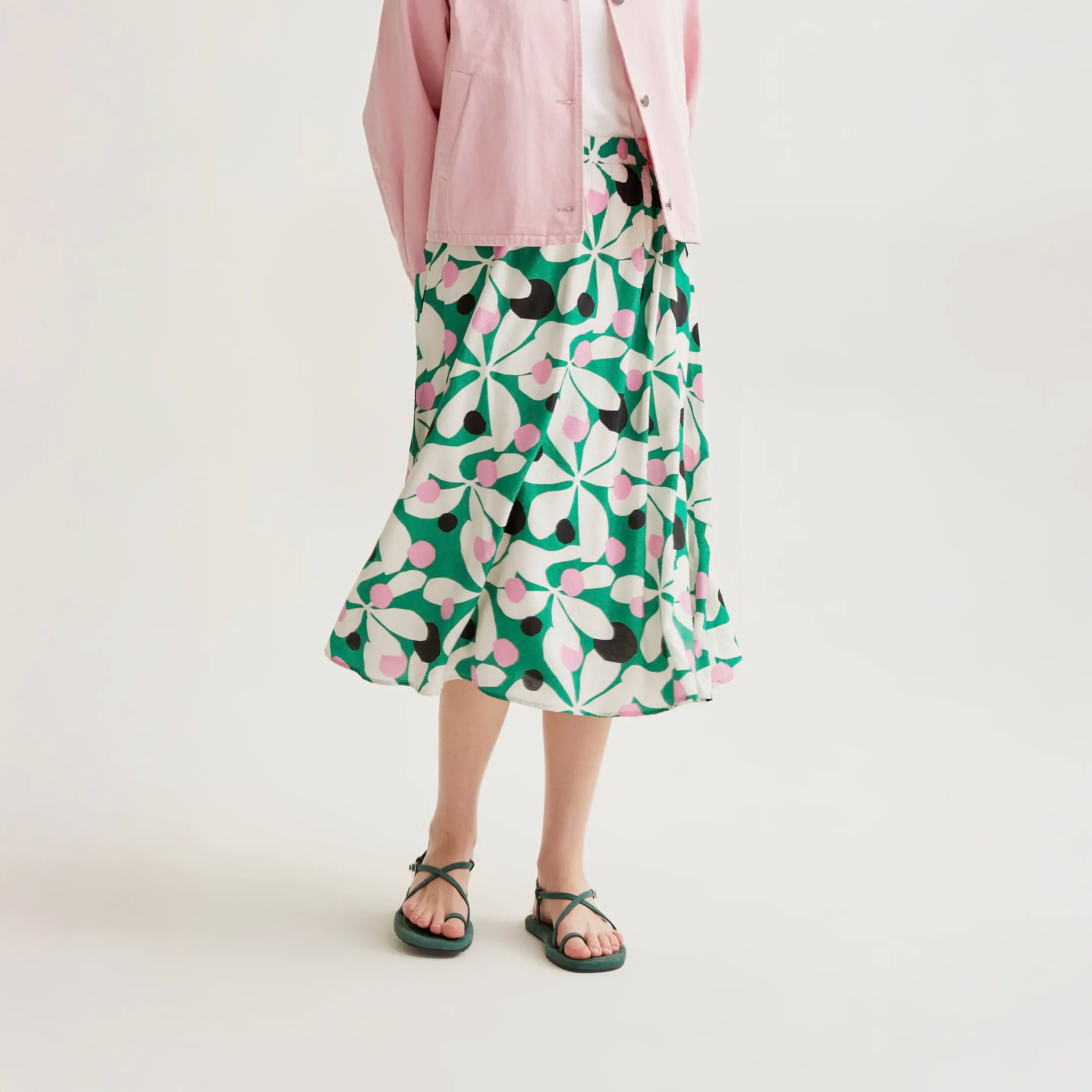 Falda midi con estampado Hosta