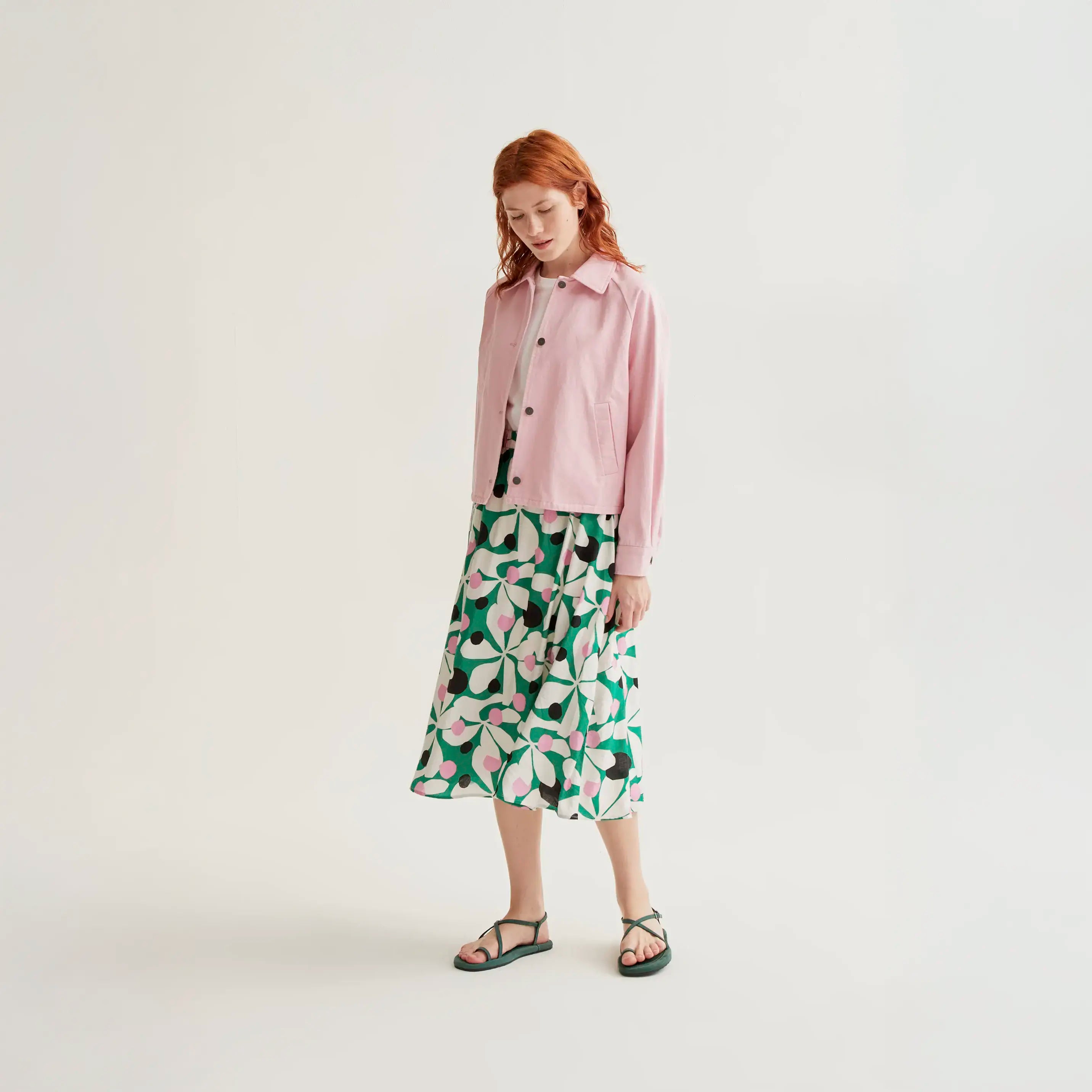 Hosta print midi skirt