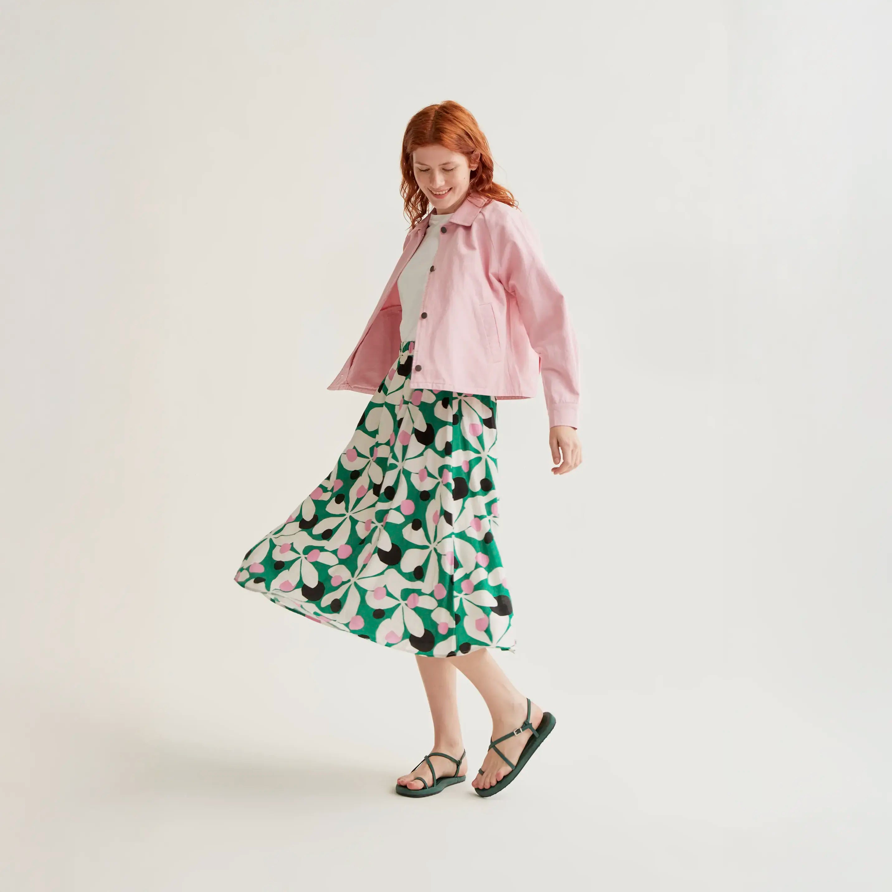 Hosta print midi skirt