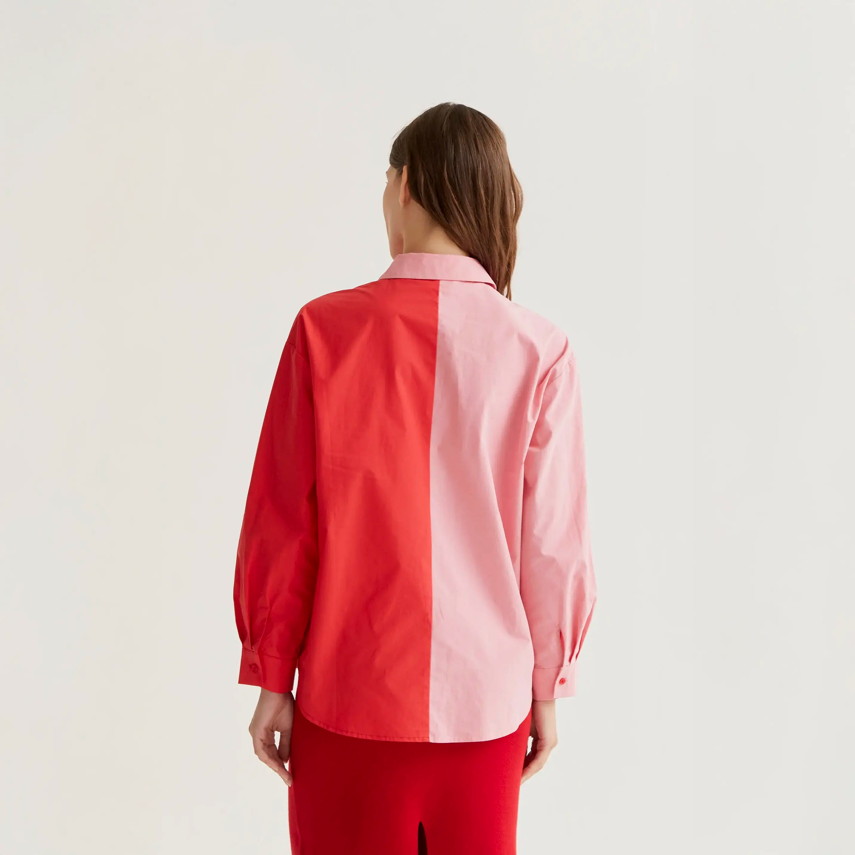 Camisa bicolor rosa y rojo