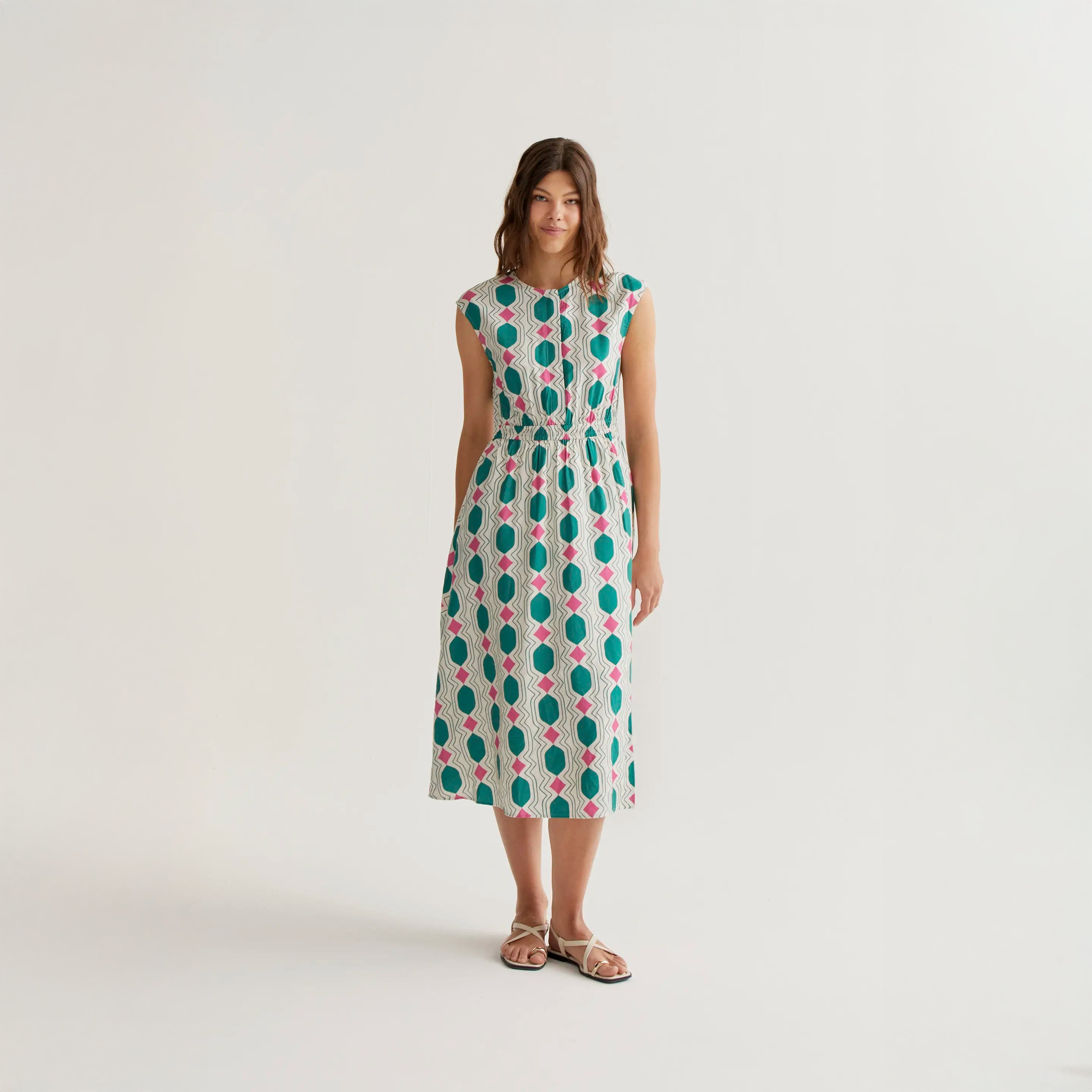 Vestido midi con estampado Geometric