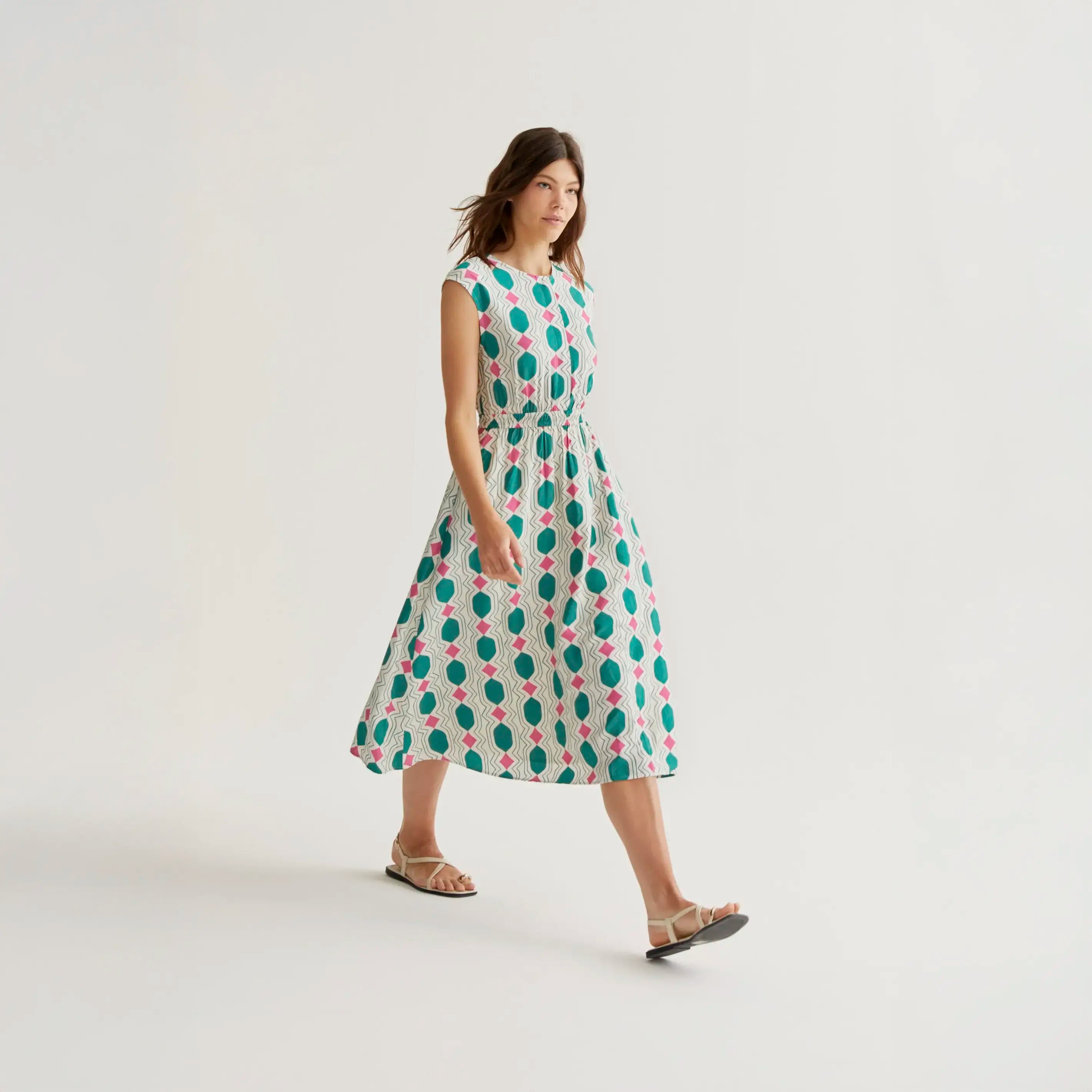 Vestido midi con estampado Geometric