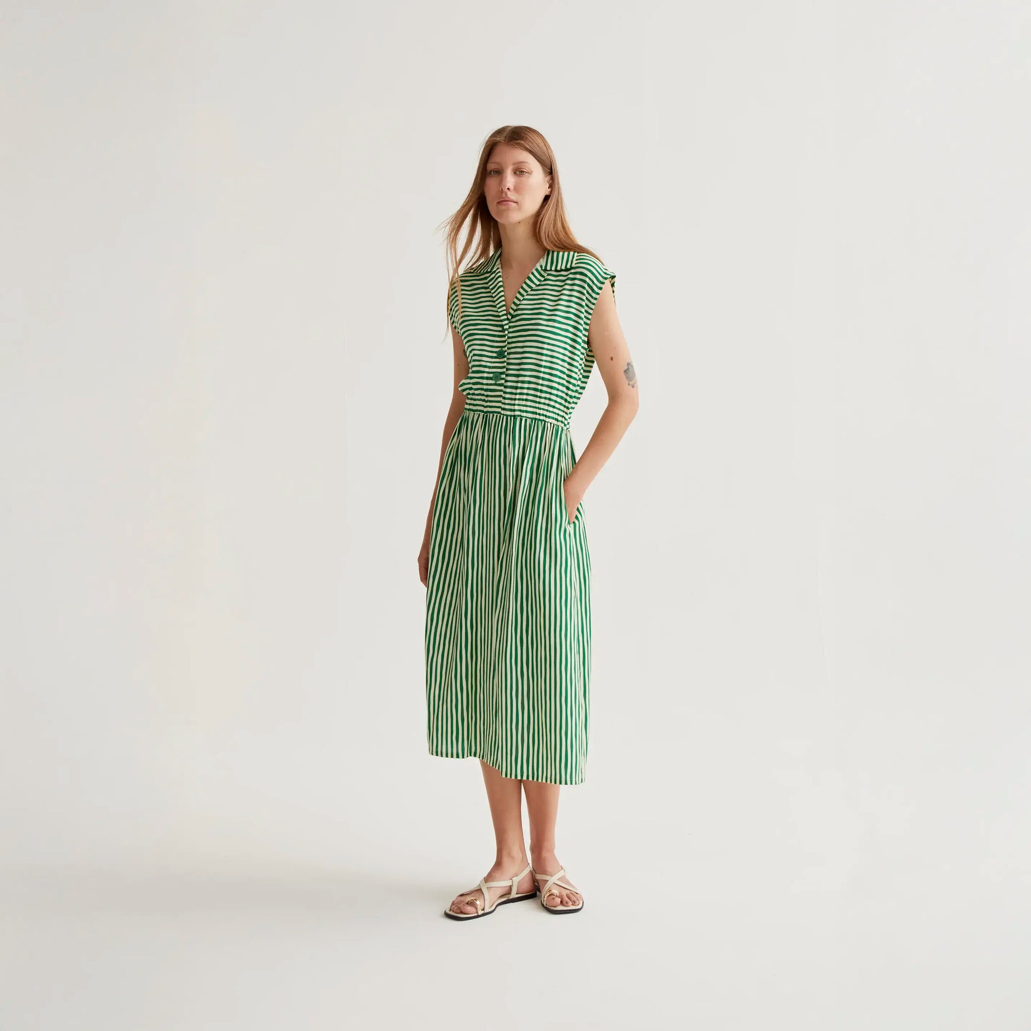 Lavagna Green print midi dress