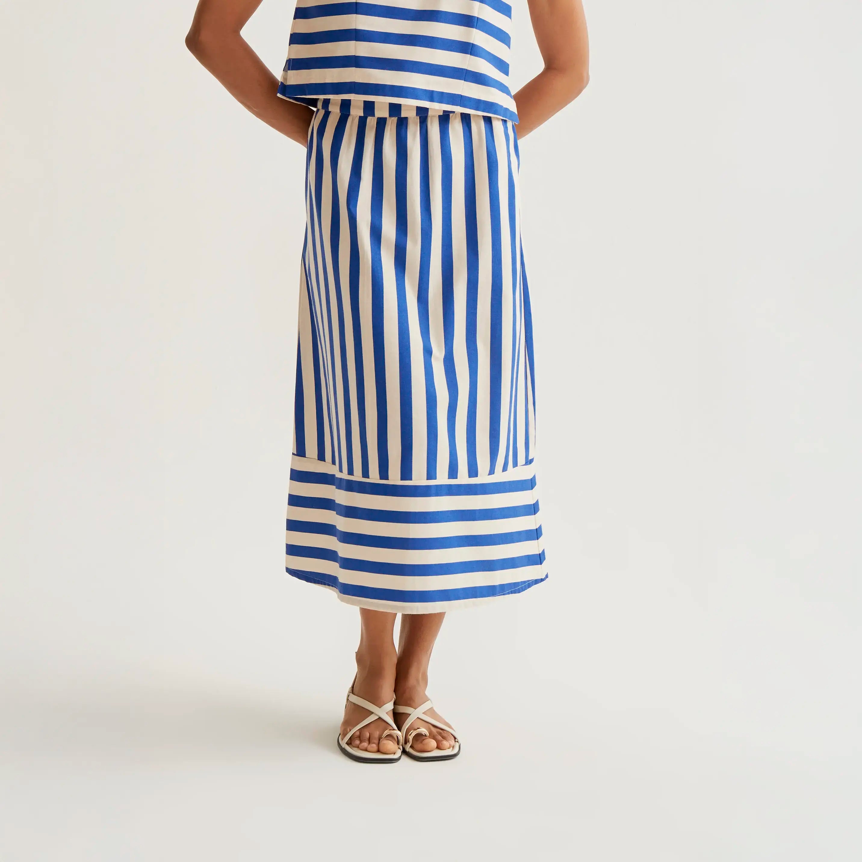 Falda midi con estampado Bamboo Blue