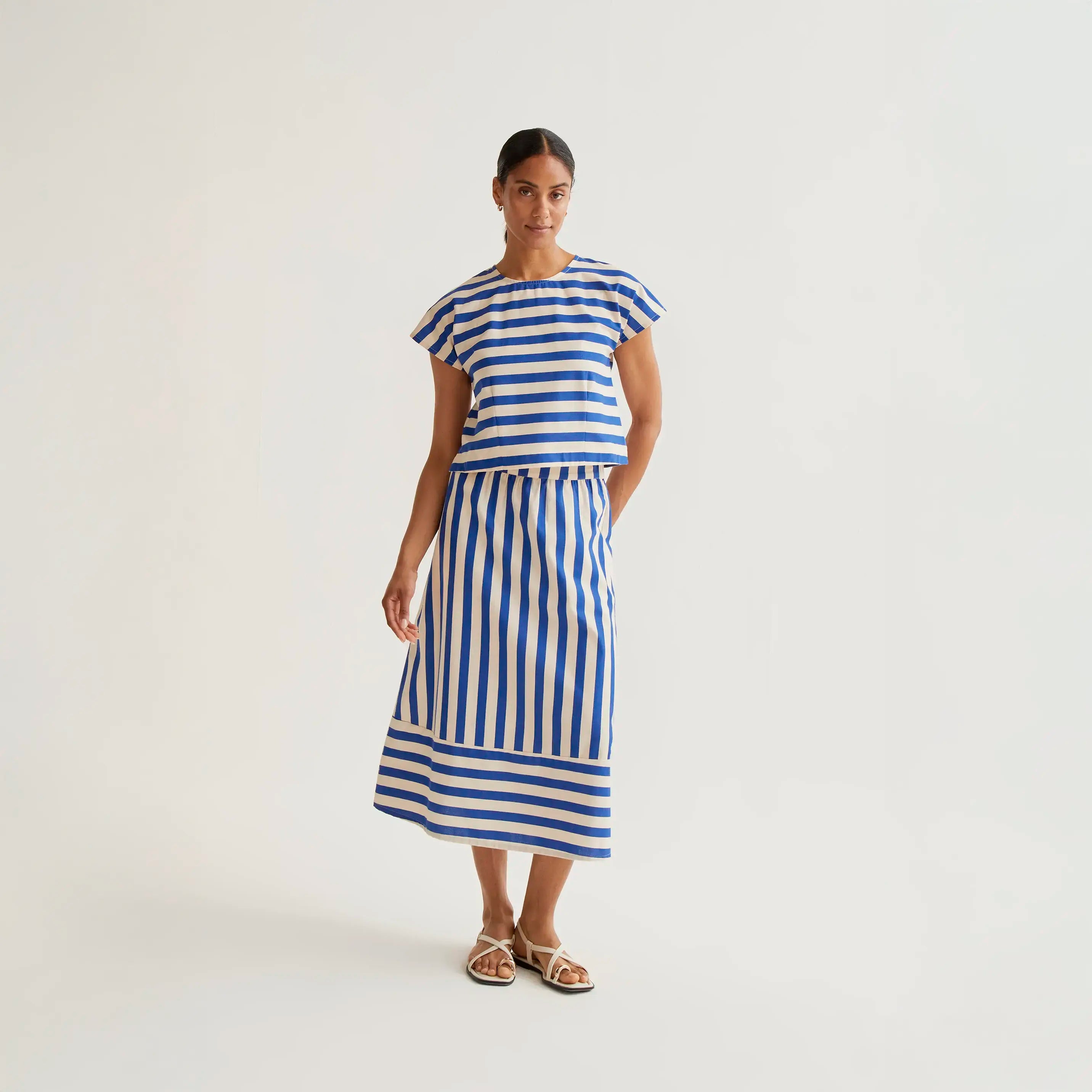 Falda midi con estampado Bamboo Blue