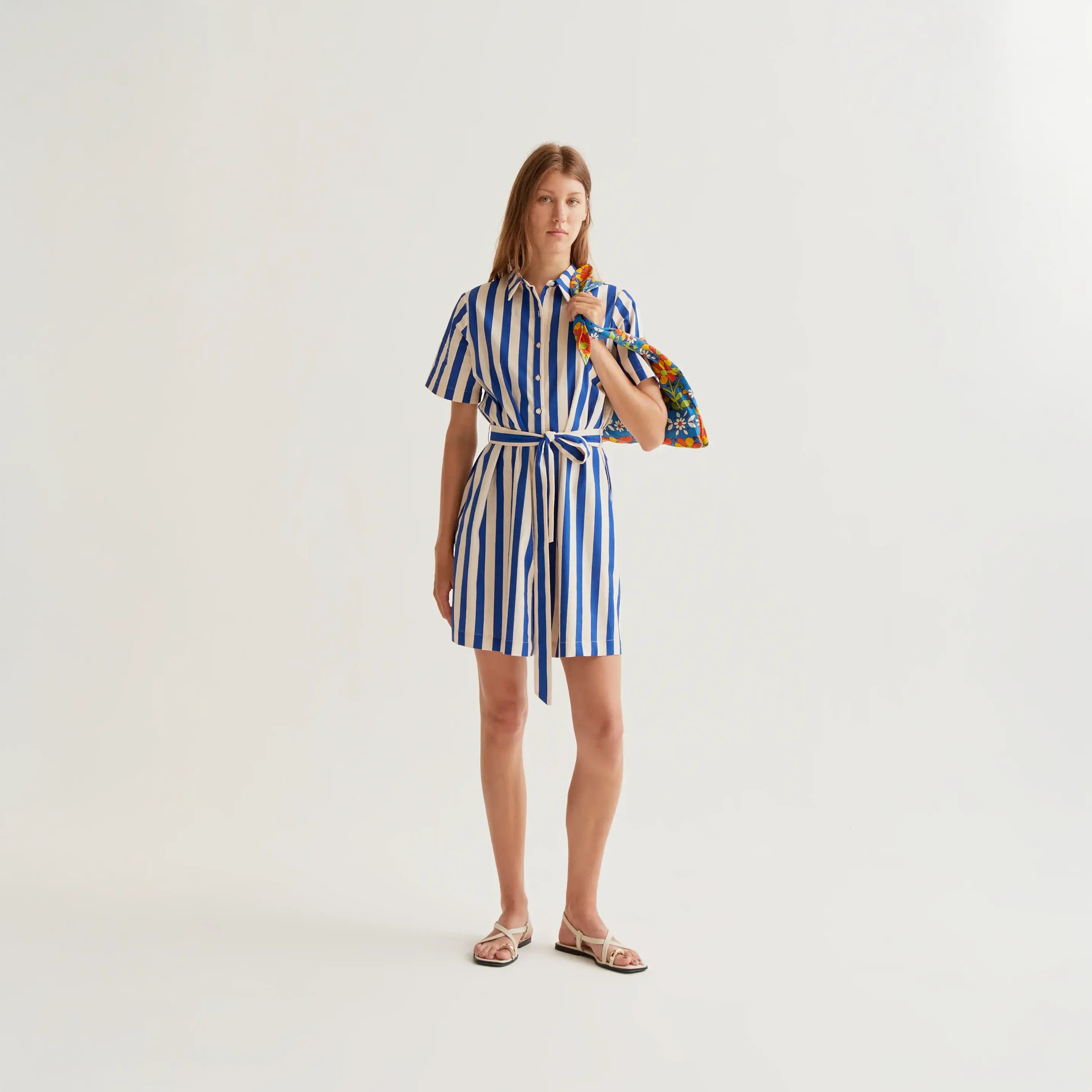 Vestido corto con estampado Bamboo Blue