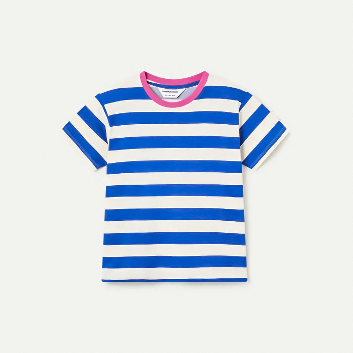 Camiseta con estampado de rayas azul y blanco