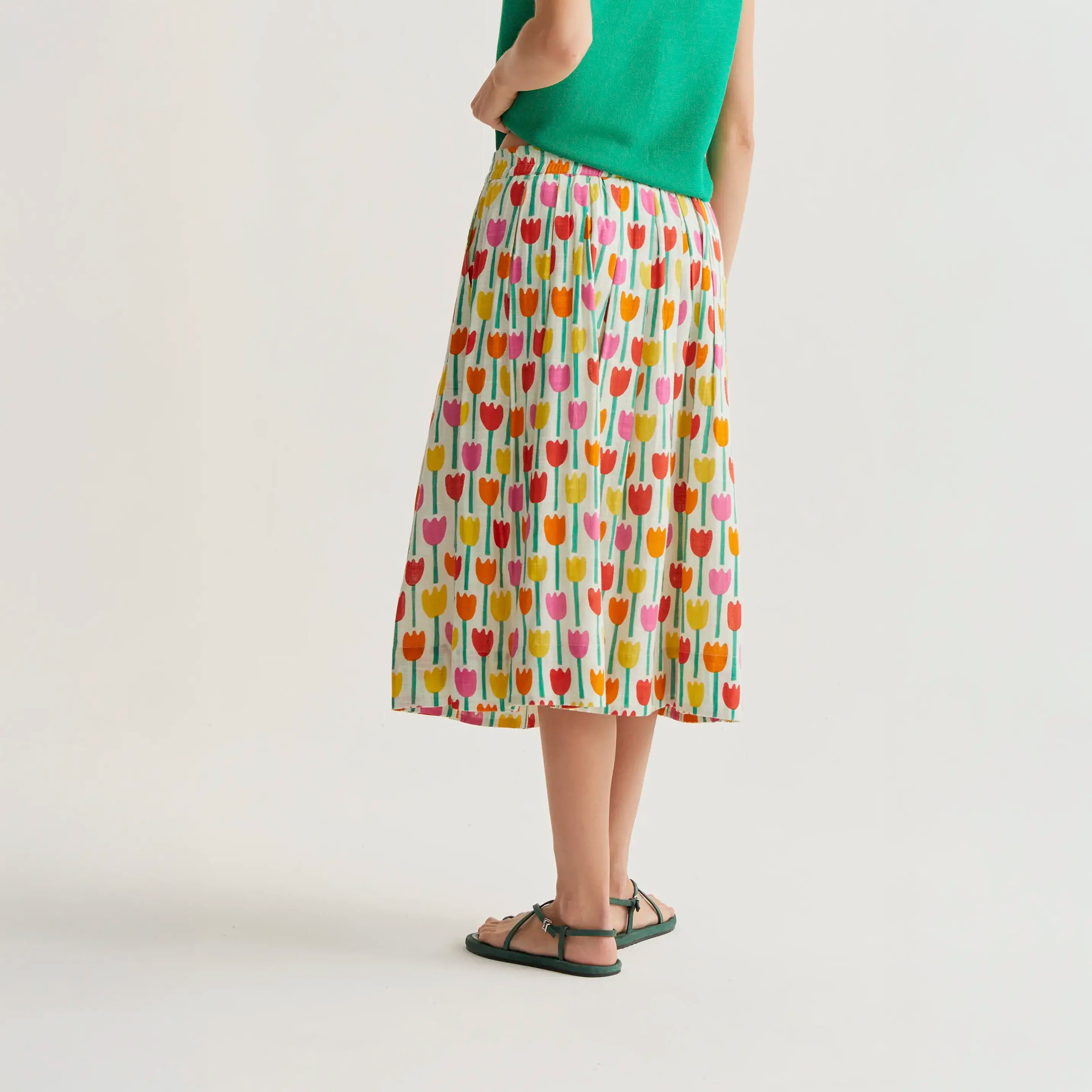 Falda midi con estampado Tulipa