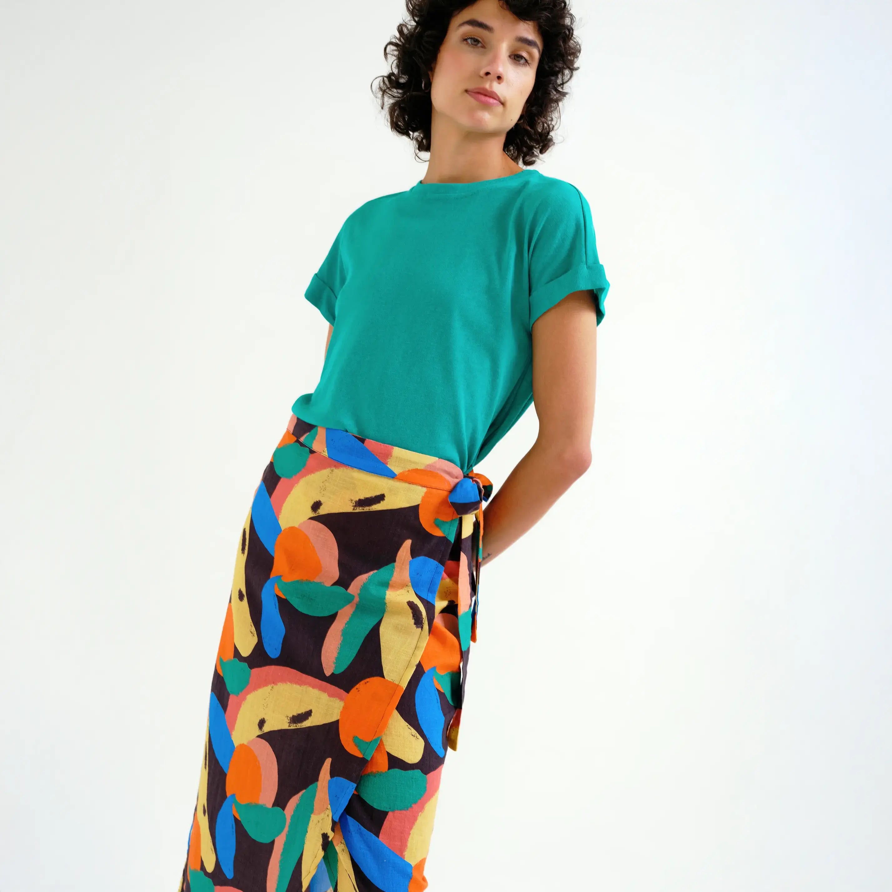 Falda midi con estampado Tutti Frutti Big