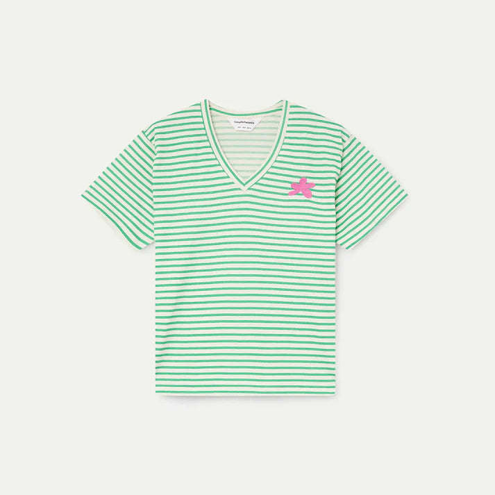 Camiseta con estampado de rayas blanco y verde