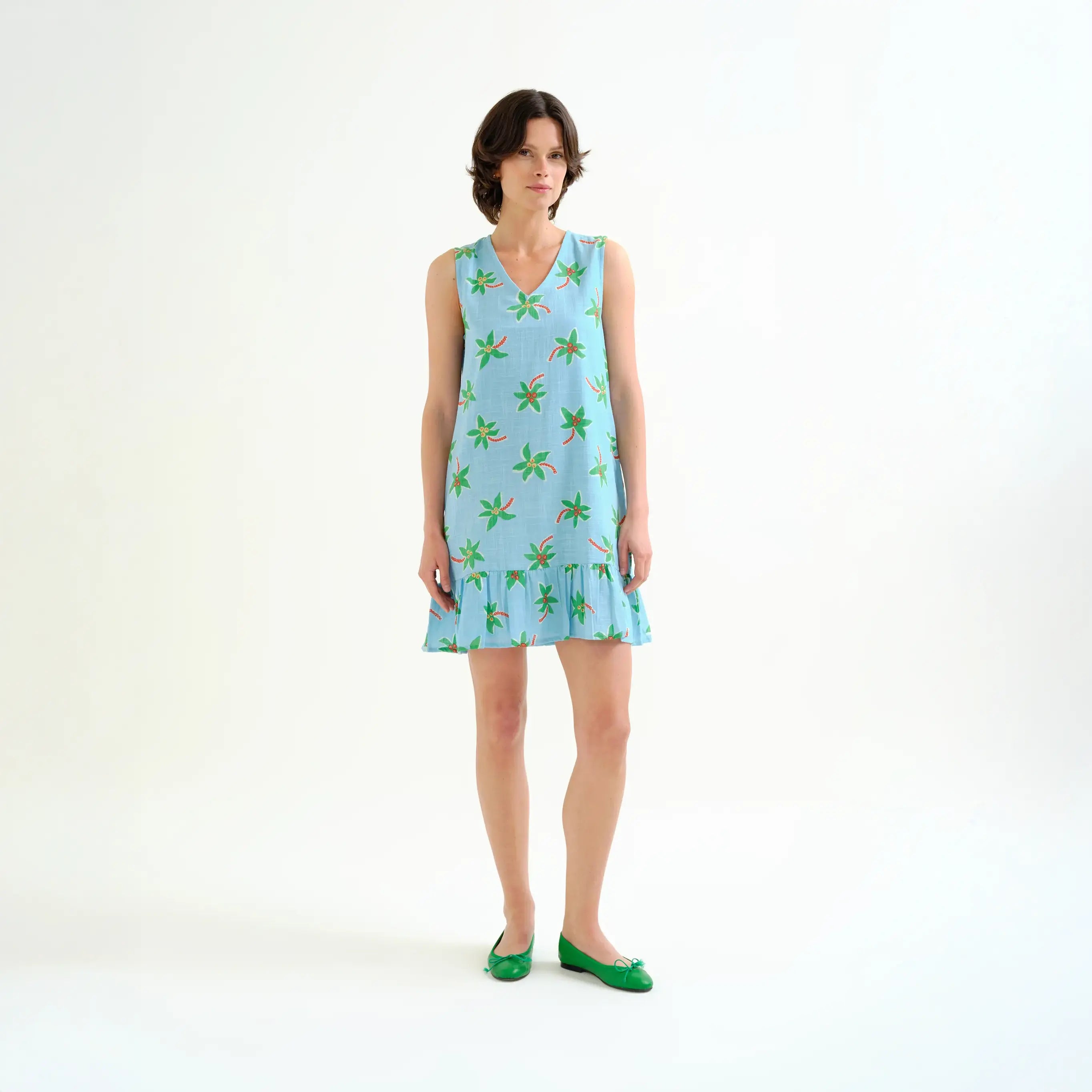 Vestido corto con estampado Cocotero Small