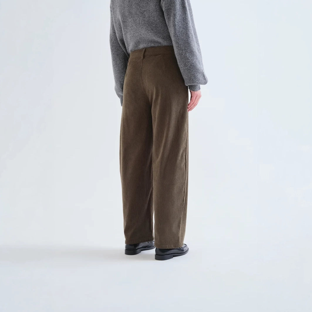 Pantalón de Pana Marrón Café Pernera Recta Curva