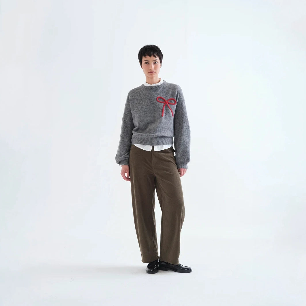 Pantalón de Pana Marrón Café Pernera Recta Curva