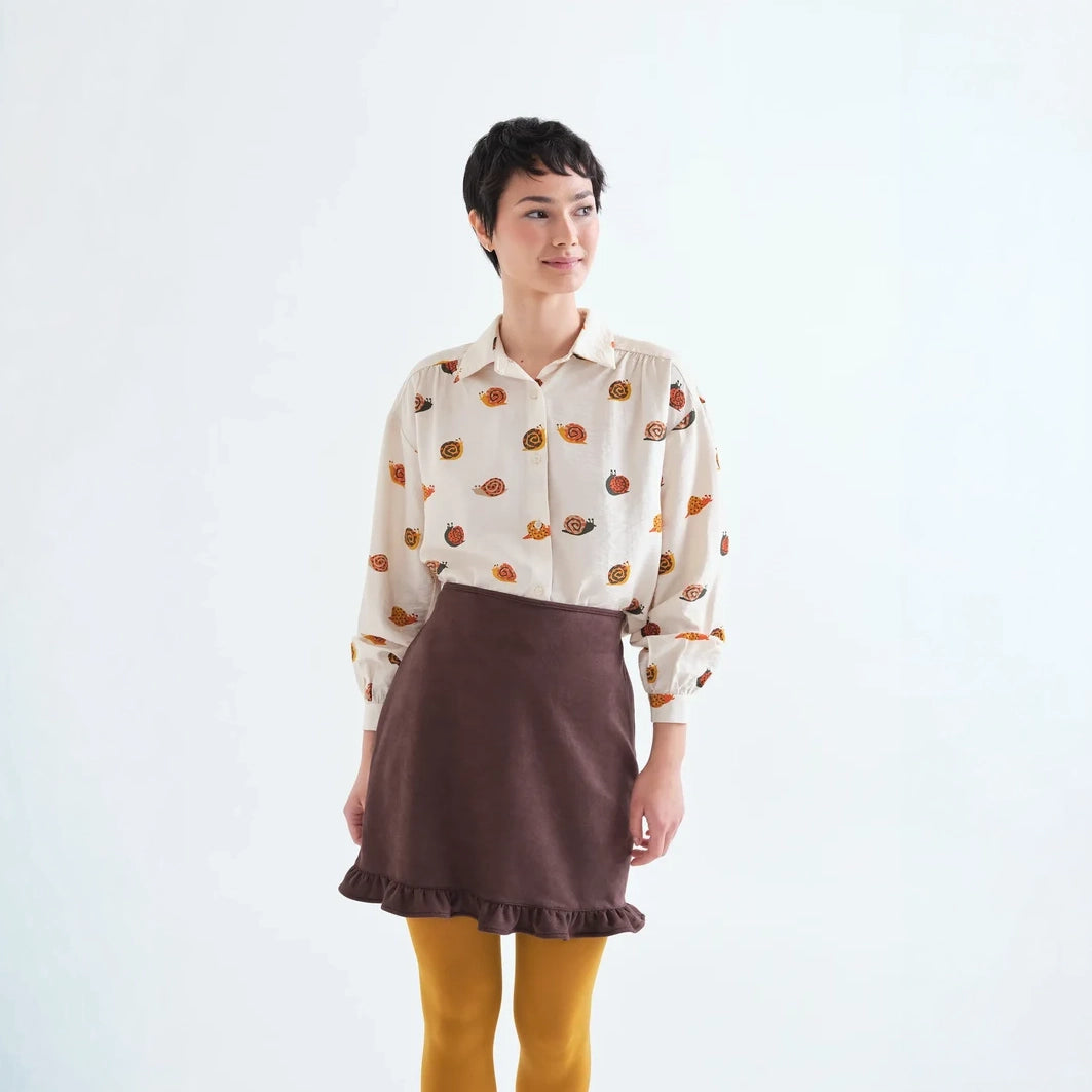 Camisa Fluida con Estampado de Caracoles