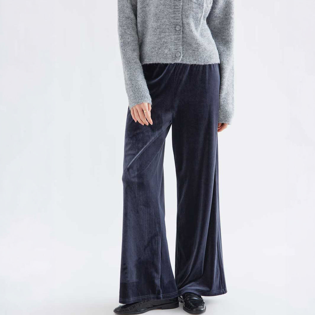 Pantalón de Terciopelo Azul Noche Pernera Ancha