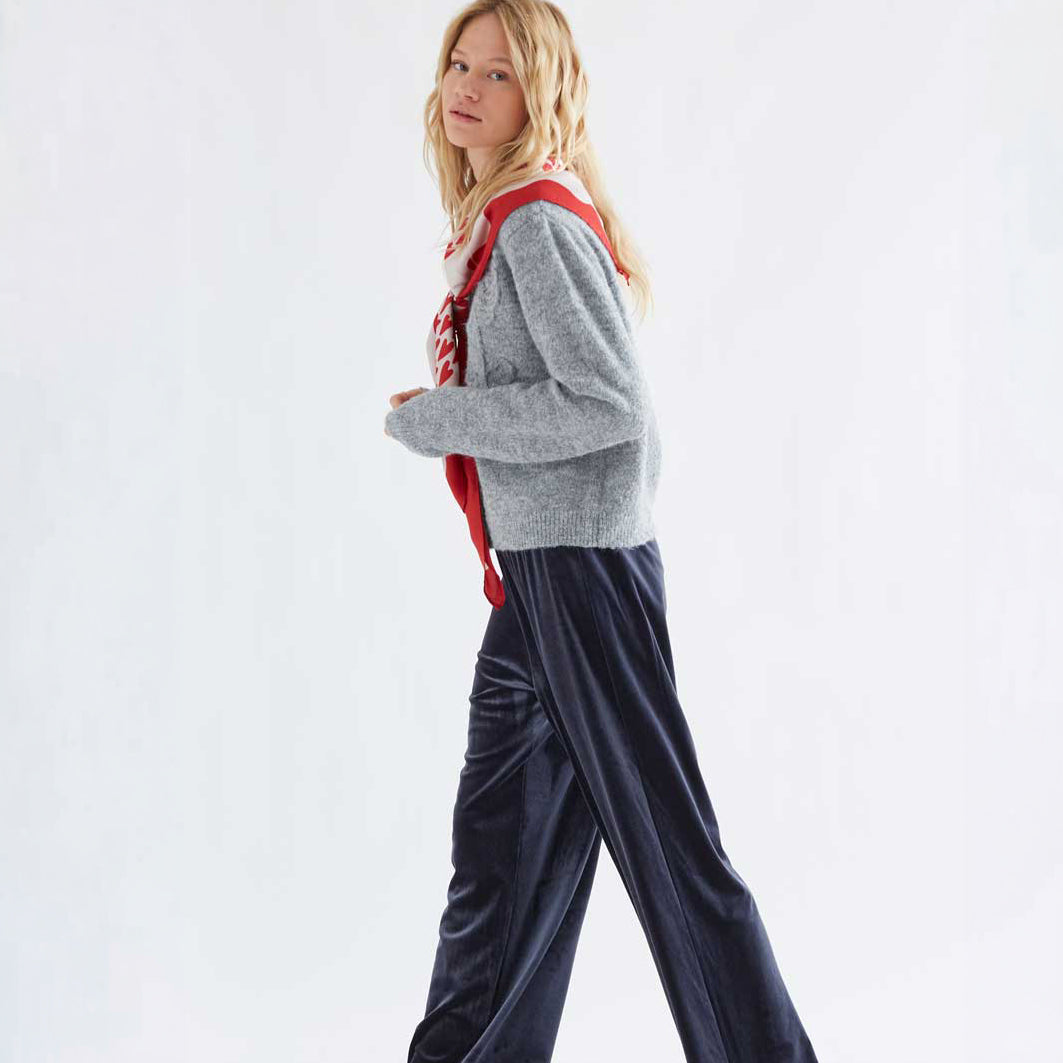 Pantalón de Terciopelo Azul Noche Pernera Ancha