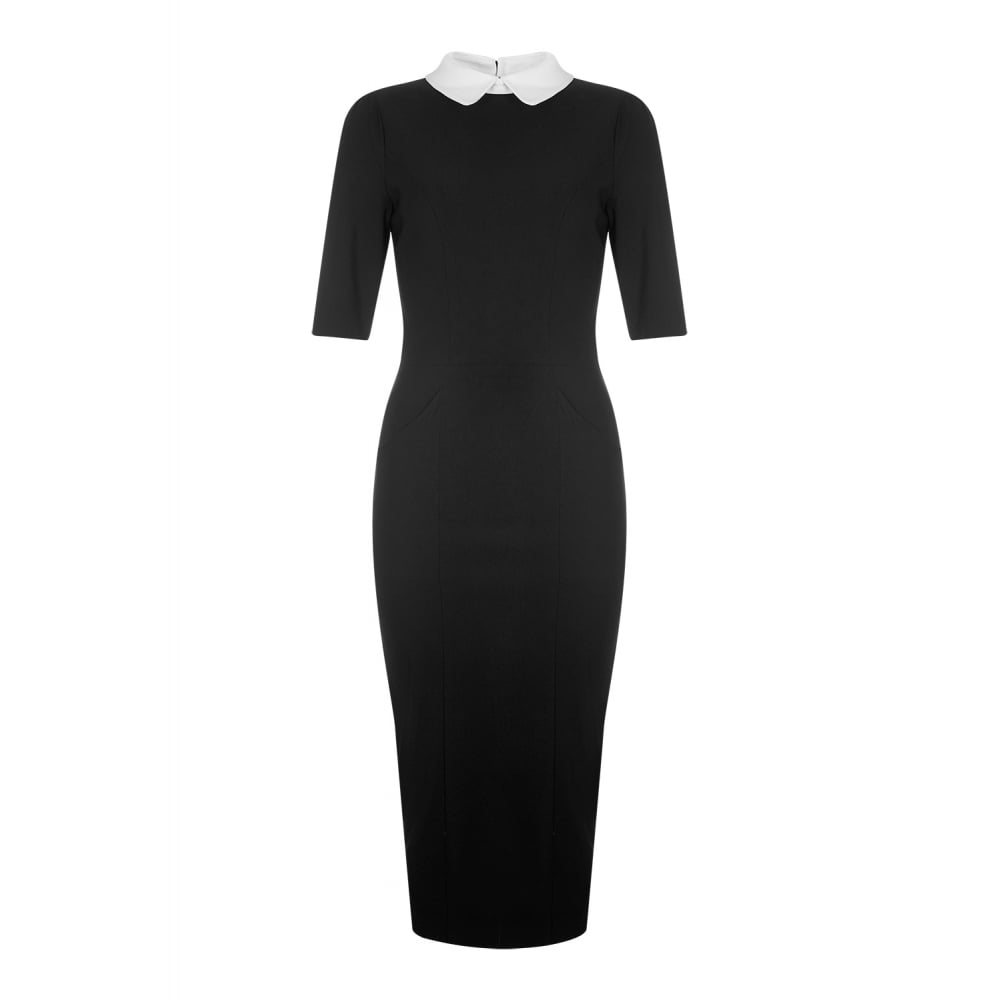 Vestido Lápiz Negro Cuello Peter Pan