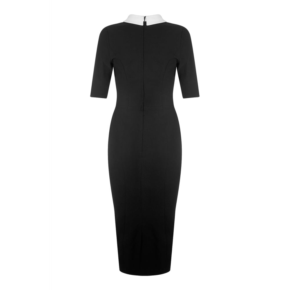 Vestido Lápiz Negro Cuello Peter Pan