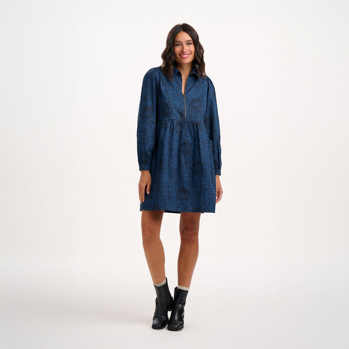 smock mini dress Karen Above Knee Made from high Color:On the Road Rinse Green Satin Dress Olive
