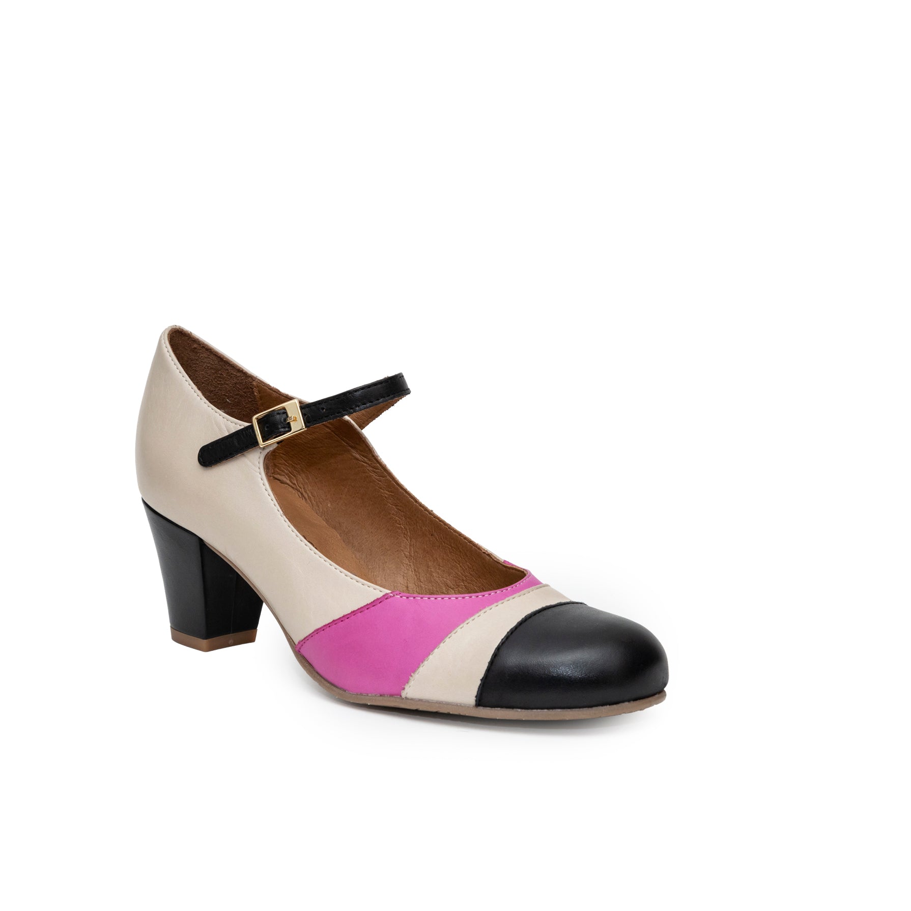 Linda negro crema y fucsia