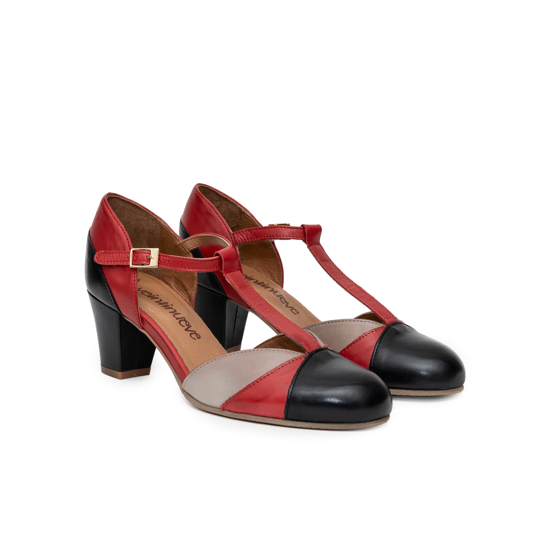 Rita negro rojo y beige