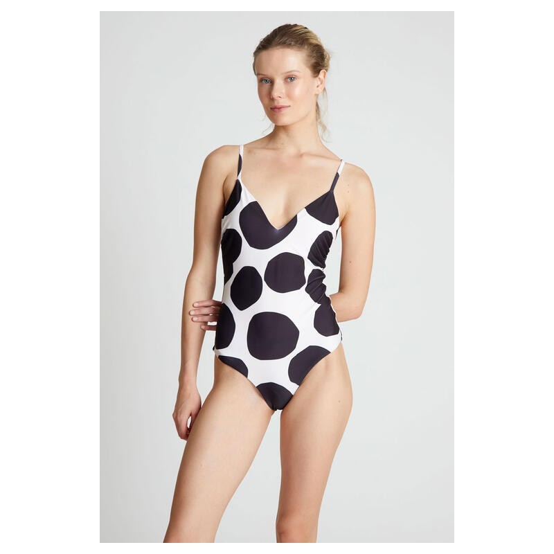 Bañador escote pico estampado Terrazo