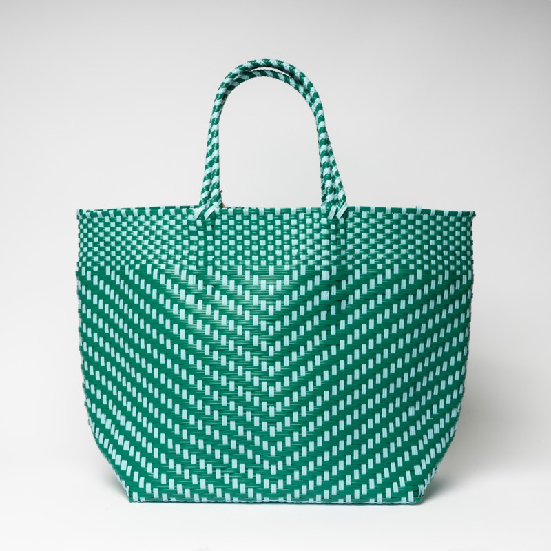 Bolso trenzado turquesa