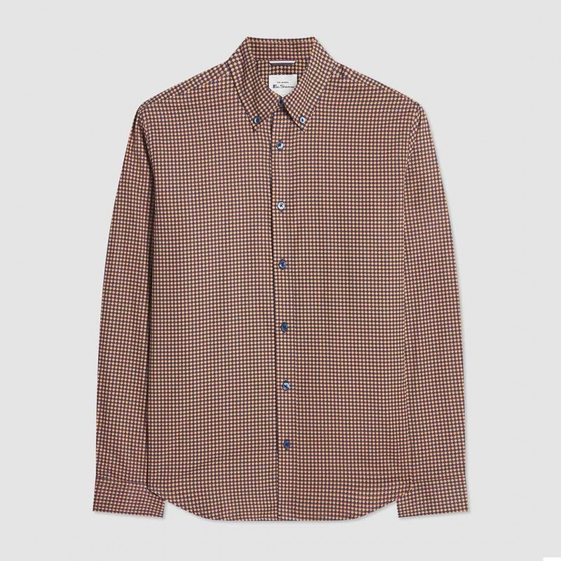 Camisa Casual Estampado Chevron Naranja Quemado