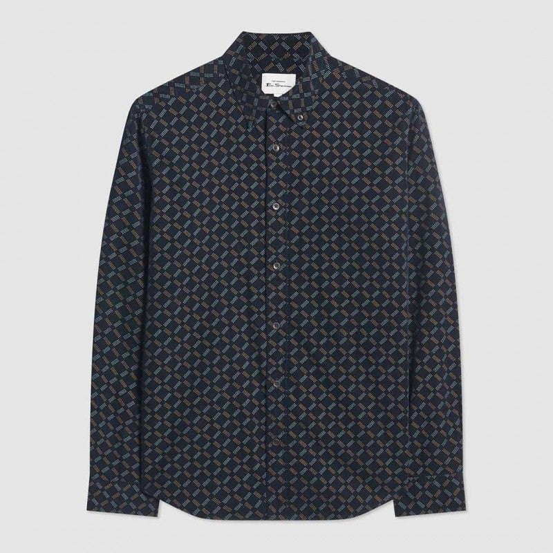 Camisa Casual Pana Estampado Geo Midnight