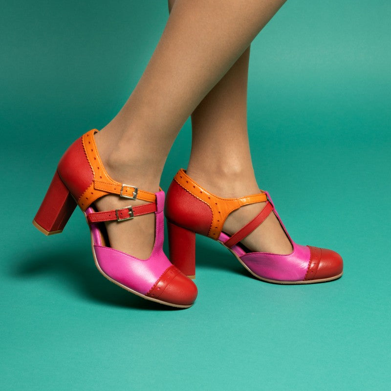 Elena rosa rojo y naranja