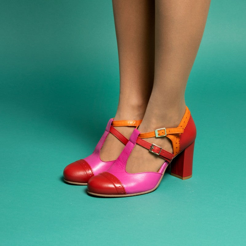 Elena rosa rojo y naranja