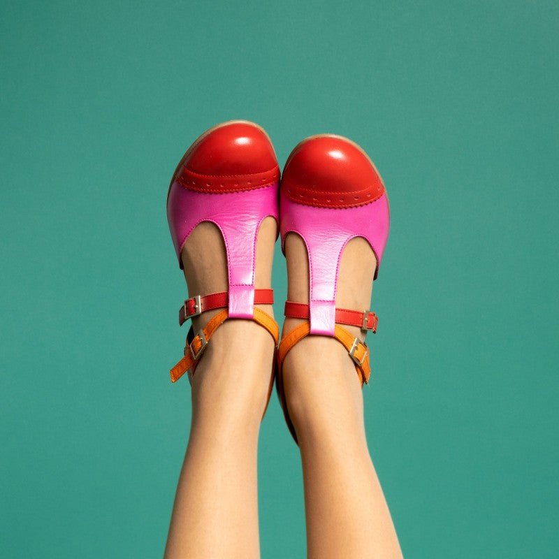 Elena rosa rojo y naranja