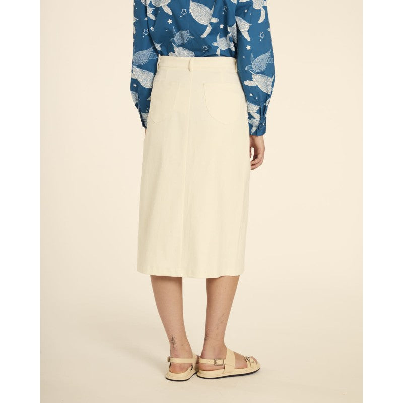 Falda botones midi crema