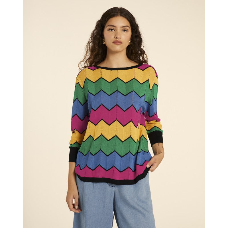 Pull à manches en zigzag