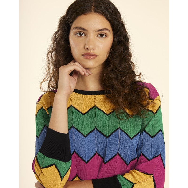 Pull à manches en zigzag