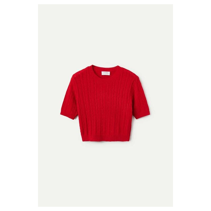 Red knitted sweater