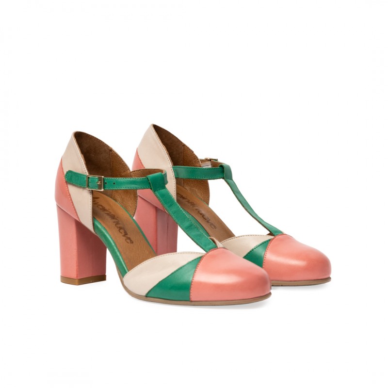 Magnolia rosa coral y verde