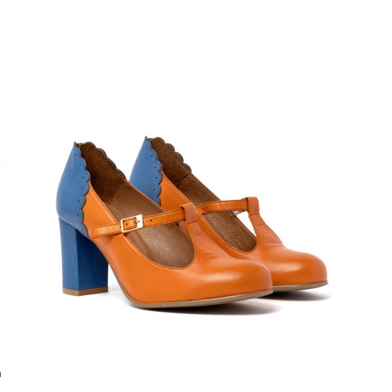 Pamela naranja y azul