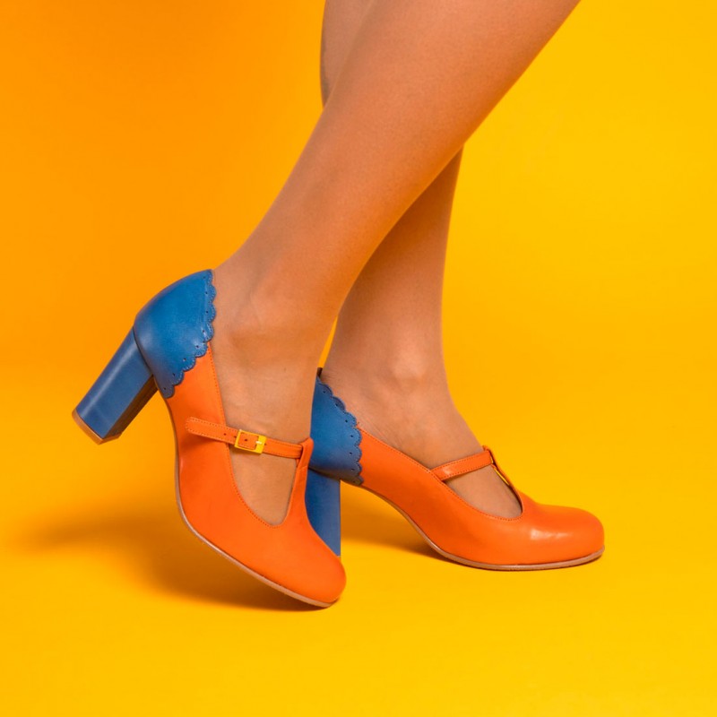 Pamela naranja y azul