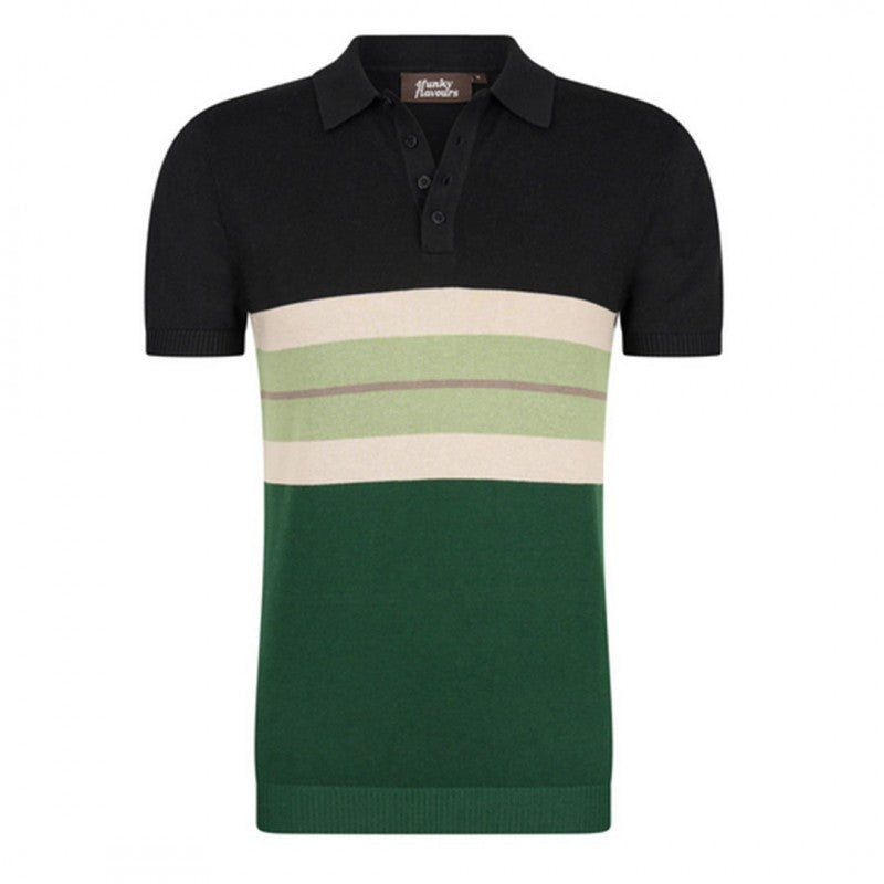 Polo de manga corta de rayas horizontales block negro y verde