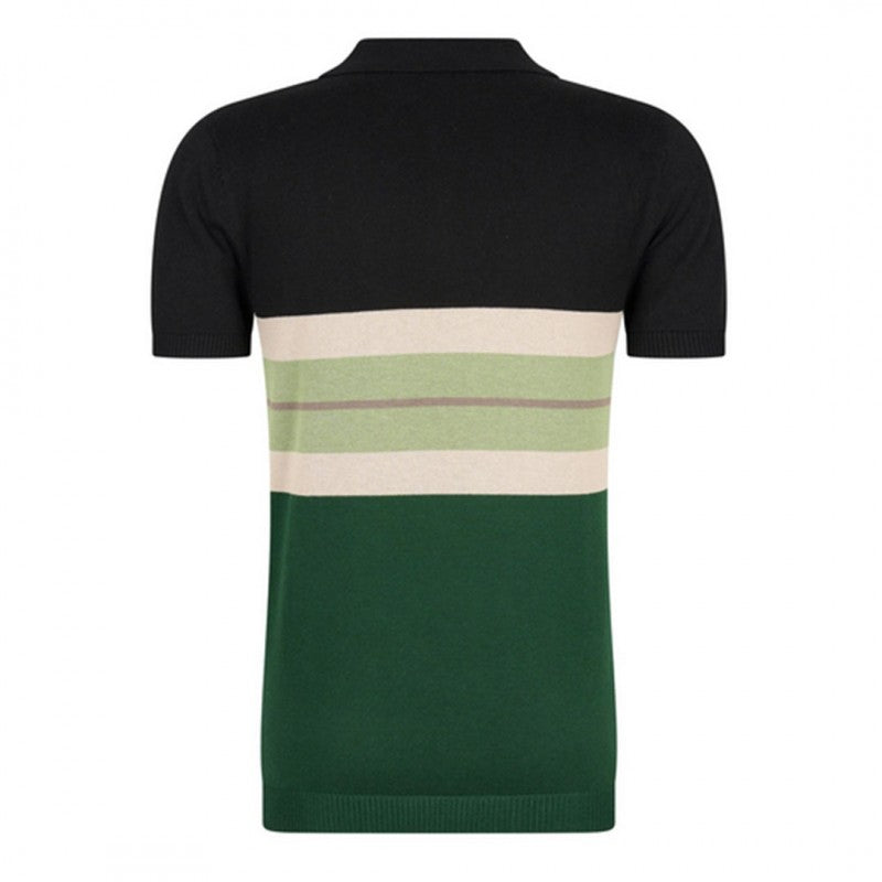 Polo de manga corta de rayas horizontales block negro y verde