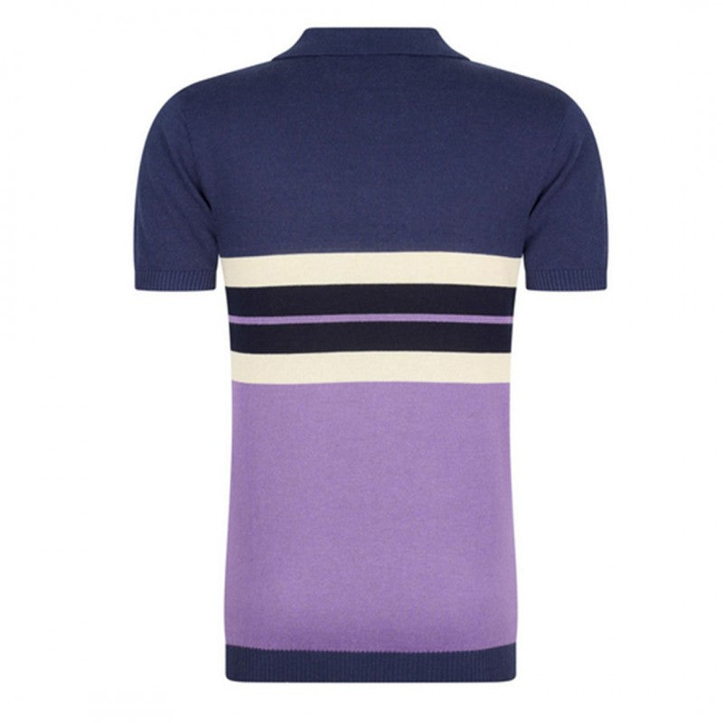 Polo de manga corta de rayas horizontales block azul y violeta